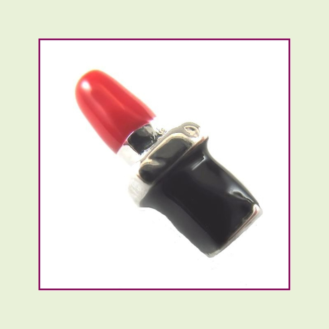 Lipstick Tube Red (Silver Base) Floating Charm