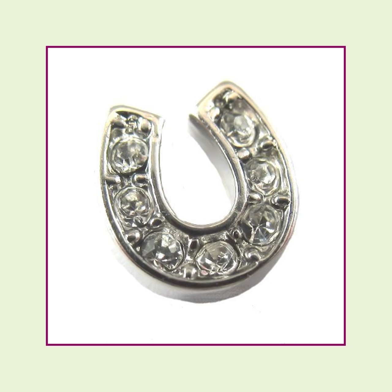 Horse Shoe Silver CZ Floating Charm