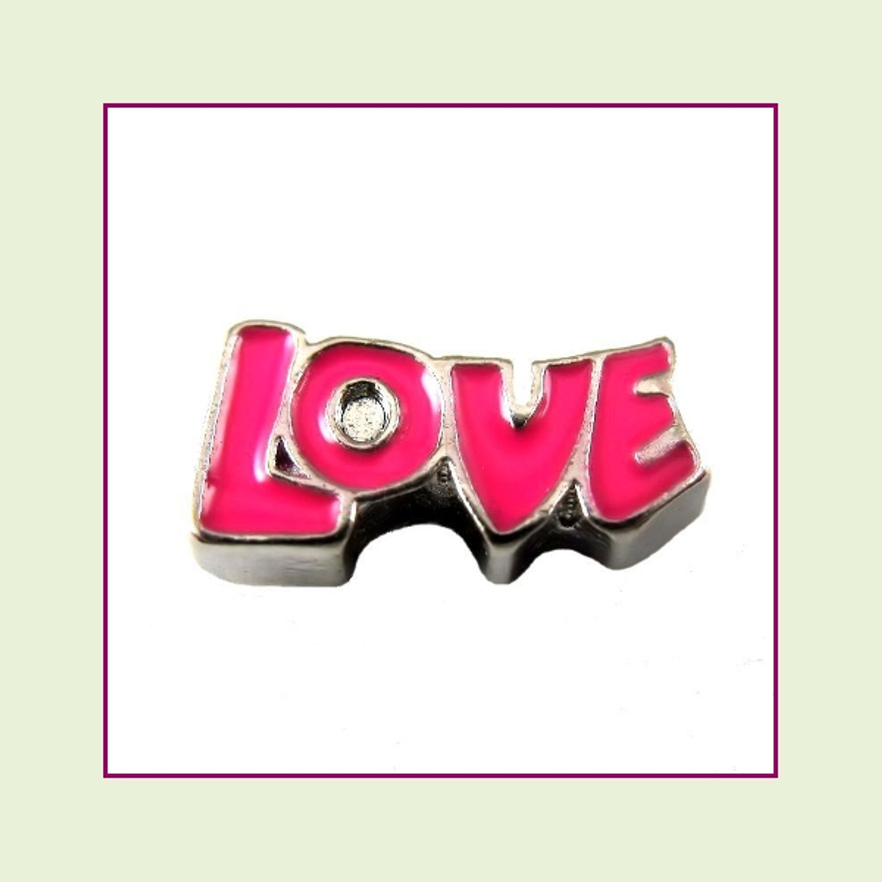 Love Letters Pink (Silver Base) Floating Charm
