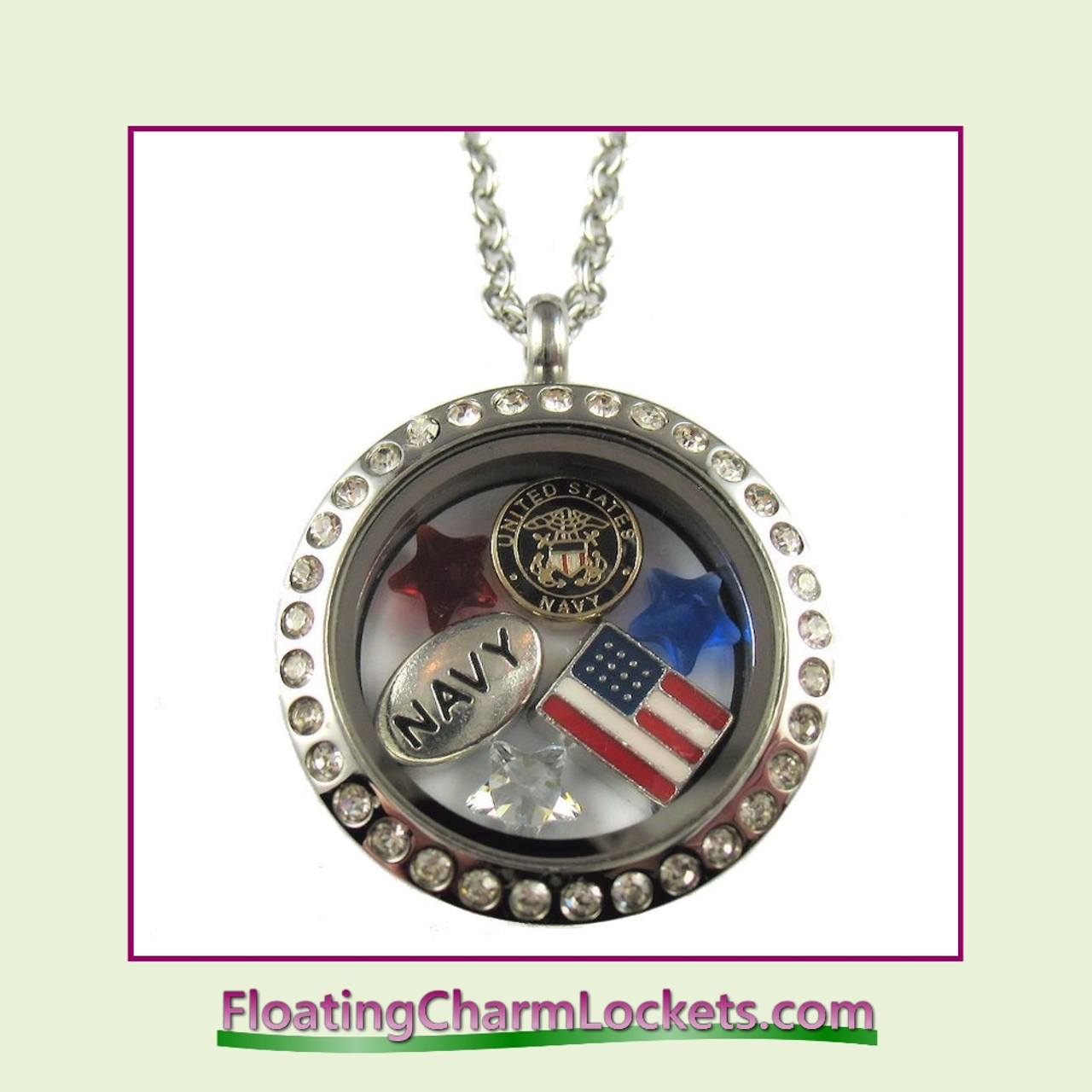 FCL Designs® Navy Theme Floating Charm Locket
