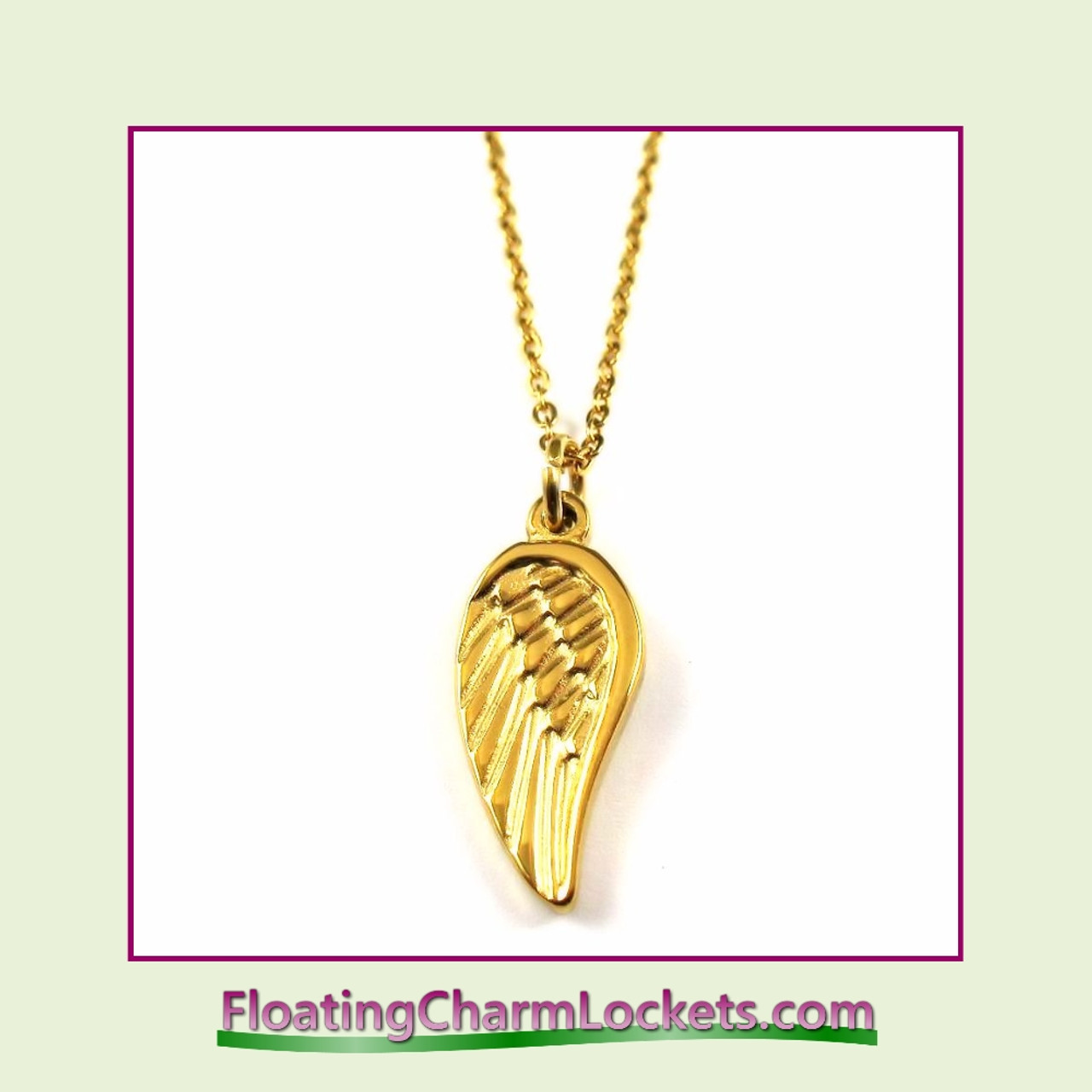 Stainless Steel Necklace - Angel Wing (Gold)