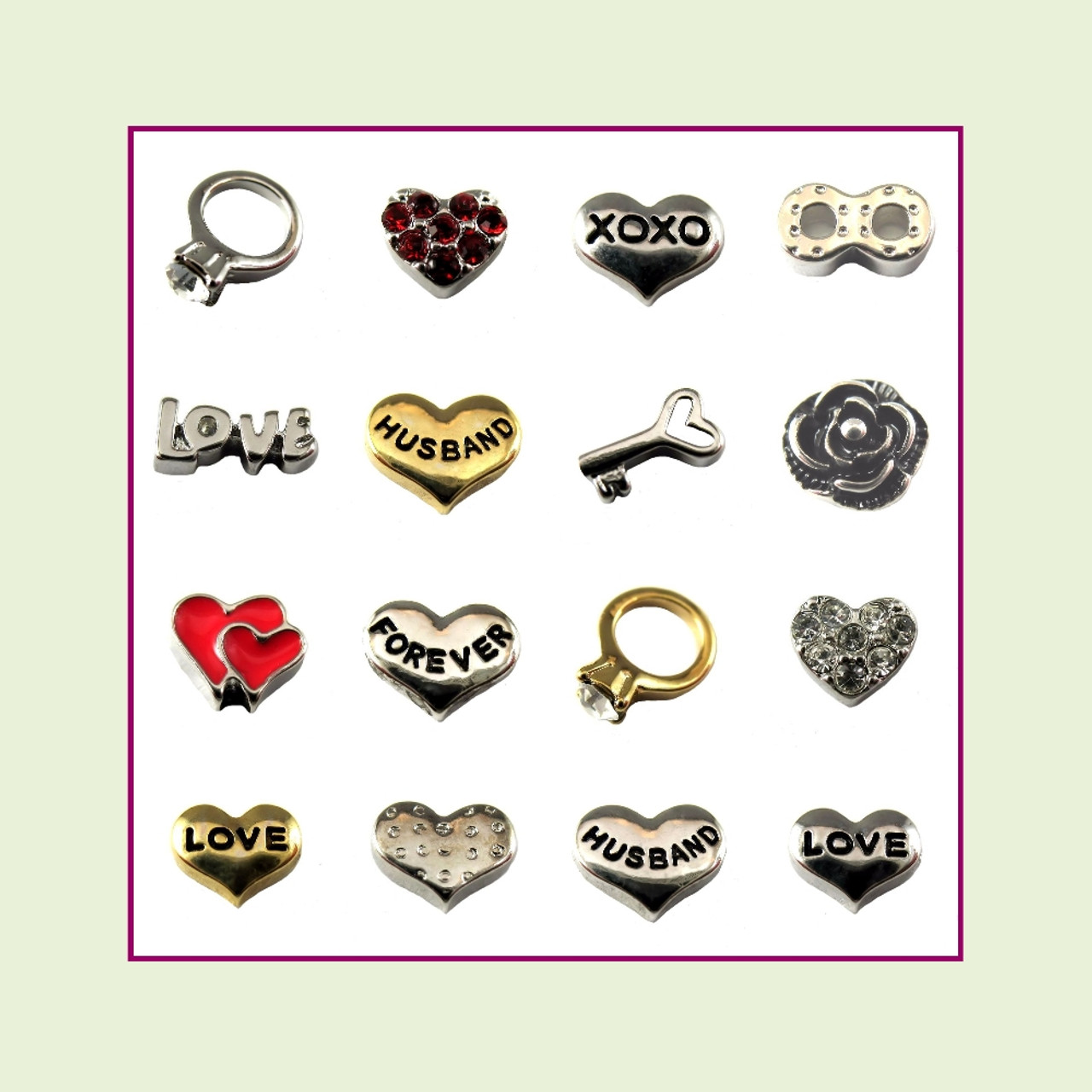 Wholesale Lot of 16 - Love Theme Floating Charms