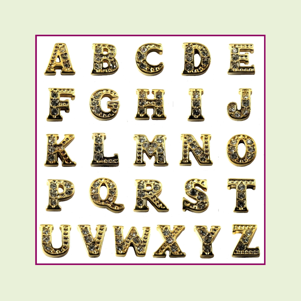 26 Pack CZ Gold Alphabet Letter - Floating Charm Assortment