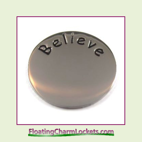Believe Back Plate (Silver) for Large Round Stainless Steel Locket