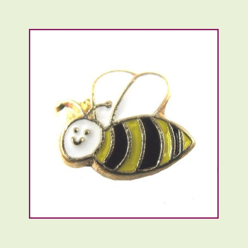 Bee Cute Face (Gold Base) Floating Charm