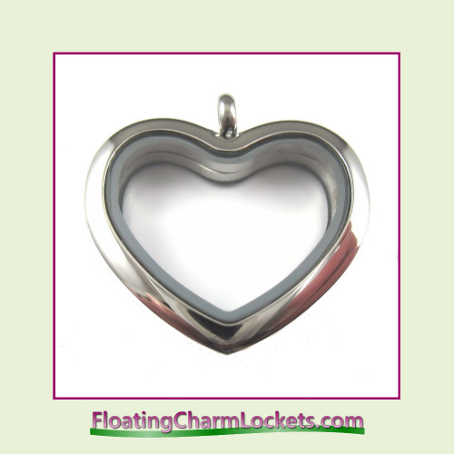 Plain Silver Rounded Heart Stainless Steel Floating Charm Locket