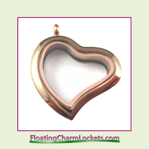 Plain Rose Curved Heart Stainless Steel Floating Charm Locket