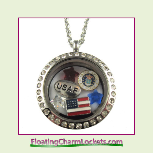 FCL Designs® Air Force Theme Floating Charm Locket