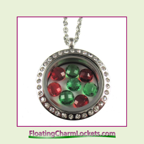 FCL Designs® Christmas Crystals Theme Floating Charm Locket