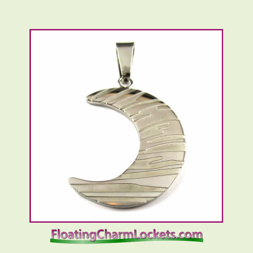 Clearance Stainless Steel Pendant - Moon (Silver) - 25x30mm