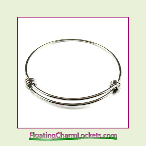 Bangle Bracelet for Charms - 2mm Thick (Silver) Stainless Steel