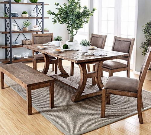 Gianna 6pc Dining Set W/Padded Bench 77"