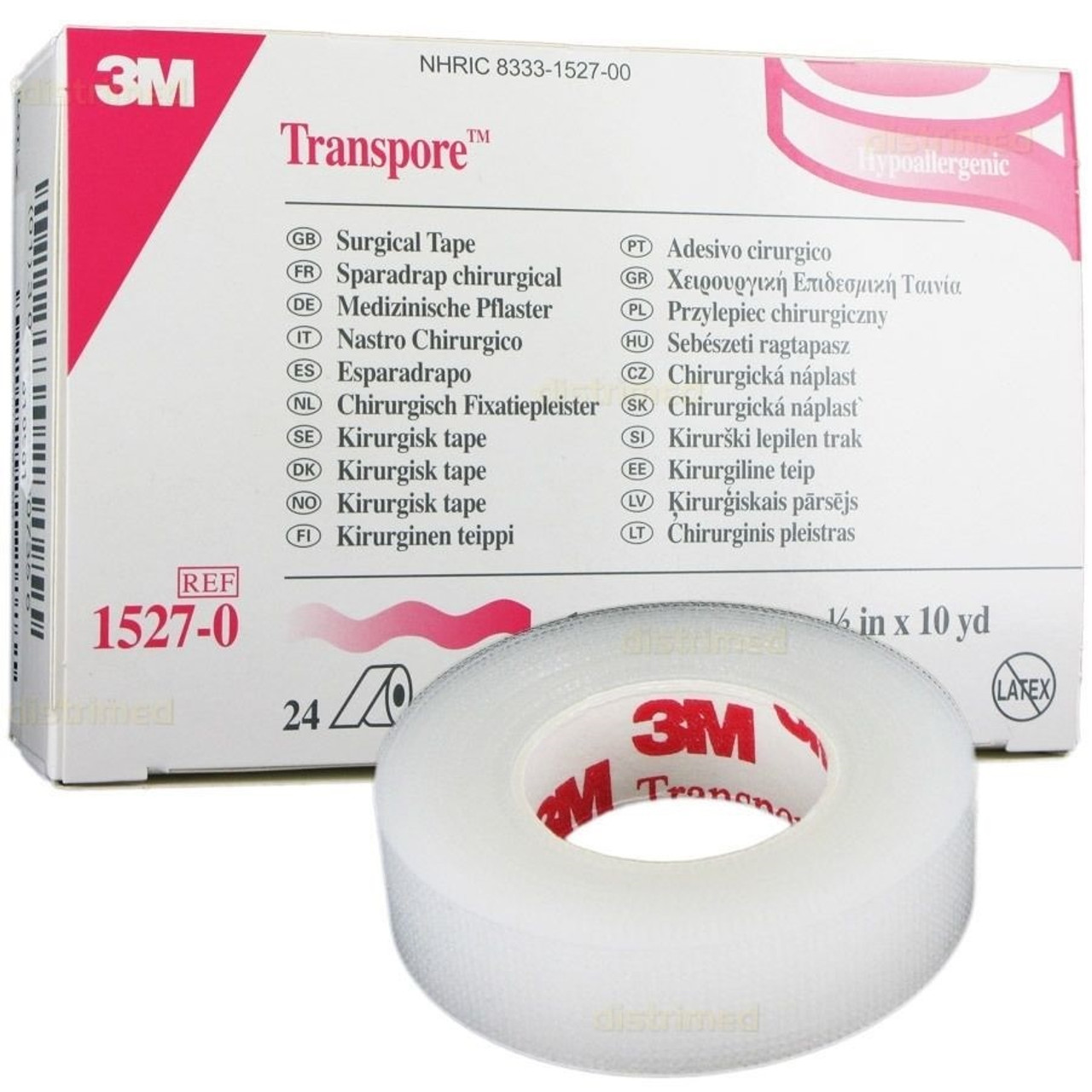 3M Transpore Surgical Tape 1527-3, 3 inch x 10 Yard - 4 Rolls/Box