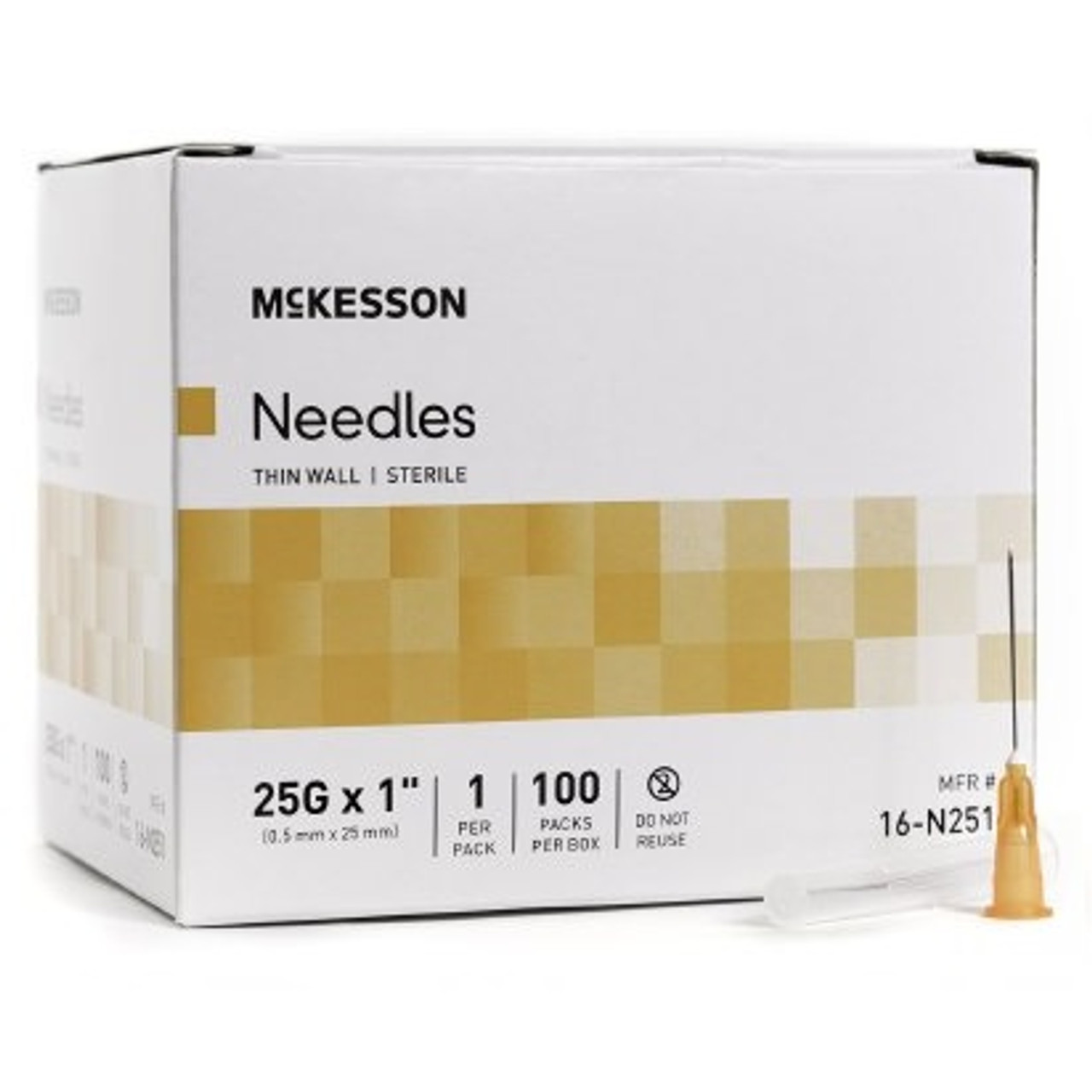 BD Precisionglide Needle 25G x 1.5 Inch, Regular Bevel, Sterile, box of 100