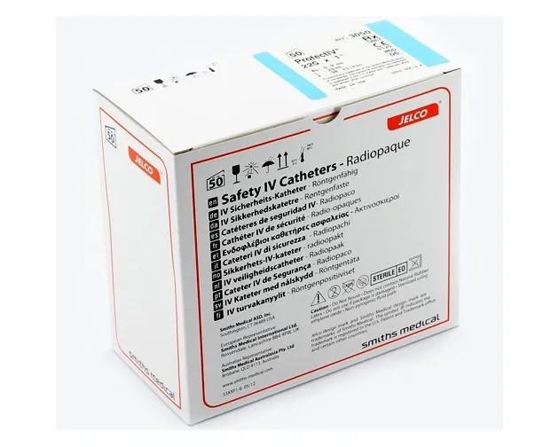 Smiths Medical 22 Gauge Blue Jelco® PROTECTIV® Safety I.V. Catheter