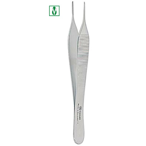 Kohler Straight Micro-Adson Tissue Forceps with 1 x 2 Teeth (4342)