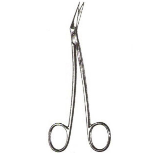 25° Angled Locklin Operating Scissors with Curved Shank & Serrated Blade - 16cm