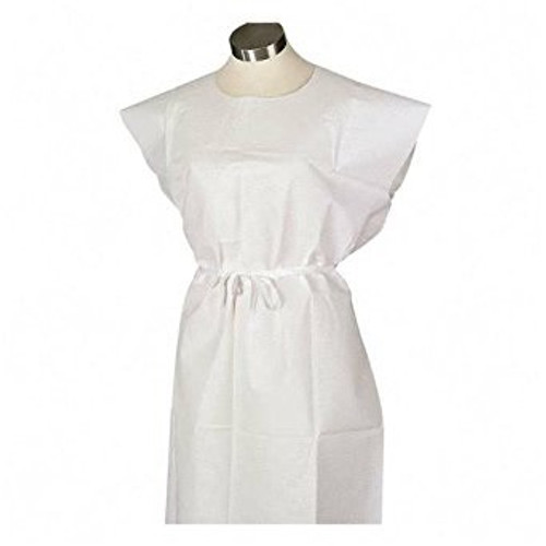 Tidi 30" x 42" White Tissue/Poly/Tissue 3-Ply Adult Exam Gown (9810846)
