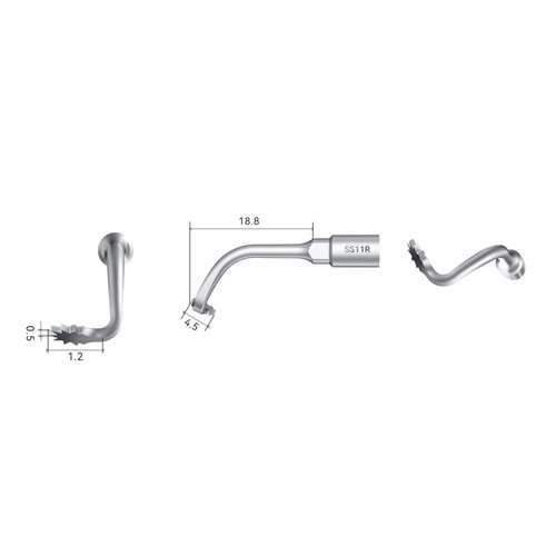 Woodpecker SS11R ACTEON® Compatible Piezo Surgical Tip for Osseous Surgery (SS11R)