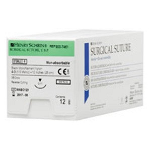 Henry Schein 3-0 x 18" Black Nylon Suture with PC-33 Needle (5700480)