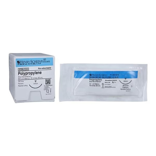 Henry Schein 5-0 x 18” Blue Polypropylene Monofilament Suture with DSM24 Needle (5700470)
