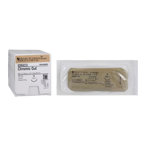 Henry Schein 4-0 x 18" Chromic Gut Monofilament Suture with C-3 Needle (570-0475)