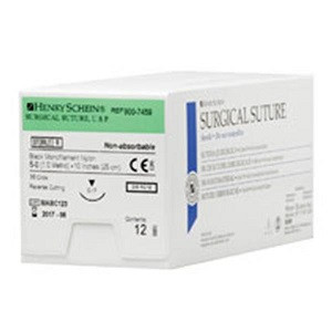 Henry Schein 5-0 x 10" Black Nylon Suture with C-17 Needle (9007459)