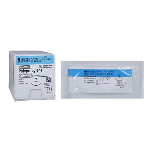Henry Schein 5-0 x 18" Blue Polypropylene Suture with DSM19 Needle (5700468)