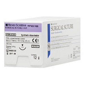 Henry Schein 6-0 x 18" Undyed Braided PGA Suture with C-3 Needle (9007468)