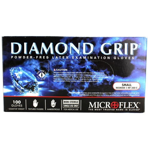 Ansell Small Microflex Diamond Grip Latex Exam Gloves (MF-300-S) Ansell Small Microflex Diamond Grip Latex Exam Gloves (MF-300-S)