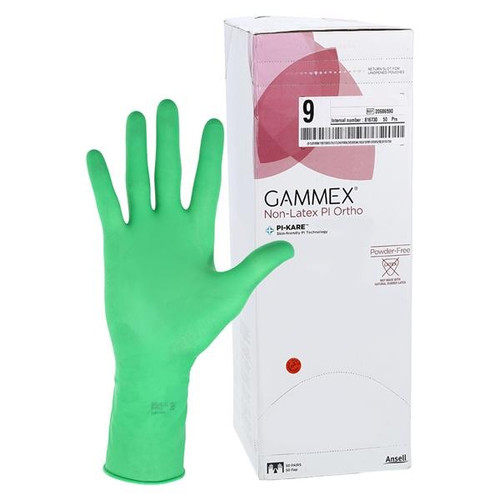 Ansell Size 9 Gammex Non-Latex PI Ortho Green Surgical Gloves (20686590) Ansell Size 9 Gammex Non-Latex PI Ortho Green Surgical Gloves (20686590)