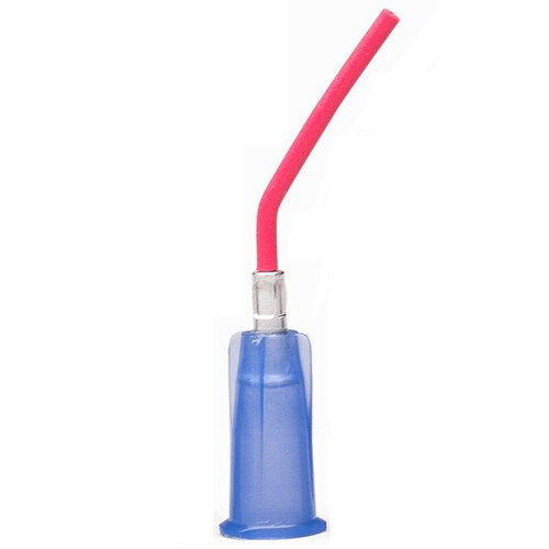 Pulpdent 22G x 1/2" Dark Blue Pre-Bent Dropper Applicator with Red Tip- 15/Pack