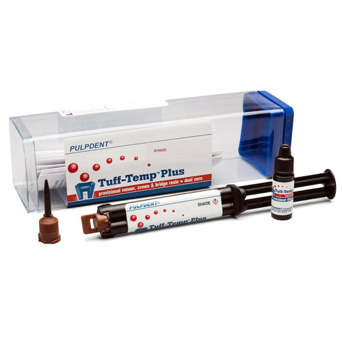 Pulpdent Shade A2 Tuff-Temp Plus™ Provisional Veener, Crown and Bridge Resin in 5mL Syringe Kit Pulpdent Shade A2 Tuff-Temp Plus™ Provisional Veener, Crown and Bridge Resin in 5mL Syringe Kit