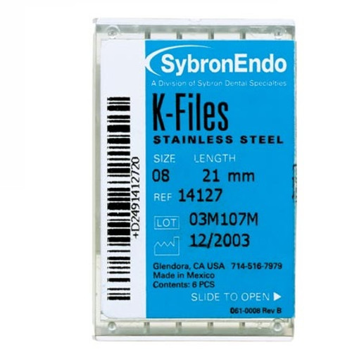 Kerr Endodontics #08 x 21mm Gray K-File (14127) Kerr Endodontics #08 x 21mm Gray K-File (14127)