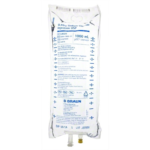 B. Braun 0.45% Sodium Chloride for Injection in 1,000mL Bag (L8020)