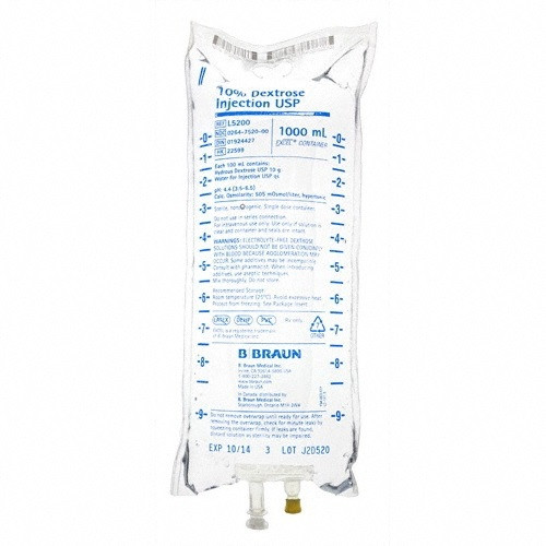 B. Braun 10% Dextrose for Injection in 1000mL Exel Bag (L5200)