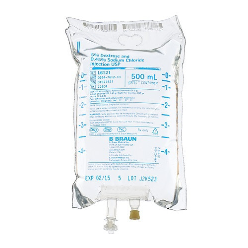 B. Braun 5% Dextrose in 0.45% Sodium Chloride Solution for Injection in 500mL Bag (L6121)