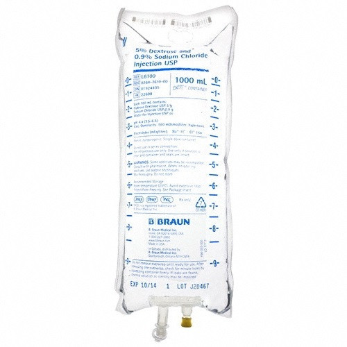 B. Braun 5% Dextrose in 0.9% Sodium Chloride Solution for Injection in 1,000mL Bag (L6100)
