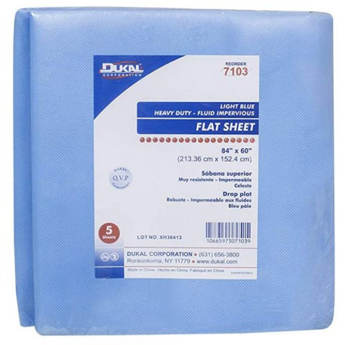 Dukal Corporation 84” x 60” Light Blue Heavy-Duty Flat Sheet (7103)