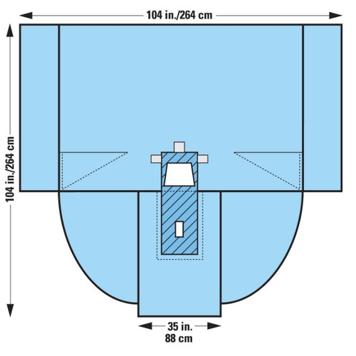 Halyard 104" x 35" x 104" Sterile Laparoscopy/Pelviscopy Sheet - 14/Case Halyard 104" x 35" x 104" Sterile Laparoscopy/Pelviscopy Sheet - 14/Case