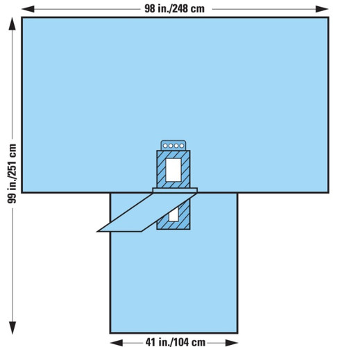 Halyard 98" x 41" x 99" Sterile Laparoscopy T Drape - 19/Case Halyard 98" x 41" x 99" Sterile Laparoscopy T Drape - 19/Case