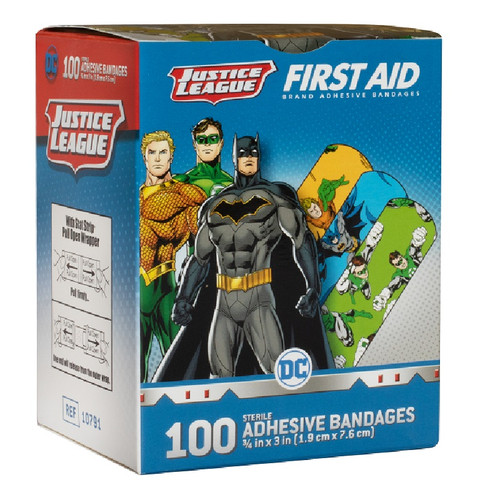 Dukal 3/4" x 3" Justice League Adhesive Bandage (10791)