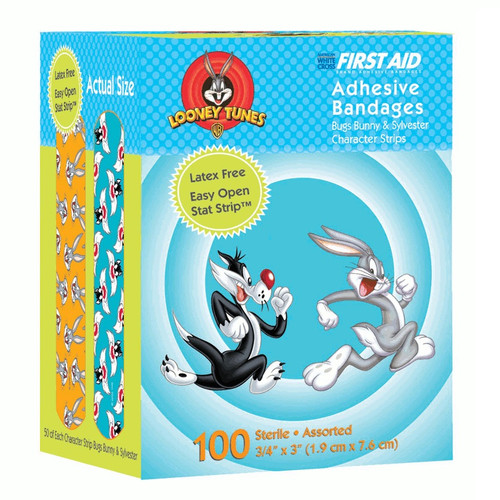 Dukal 3/4" x 3" Looney Tunes Bugs Bunny & Sylvester Adhesive Bandage (1086737)