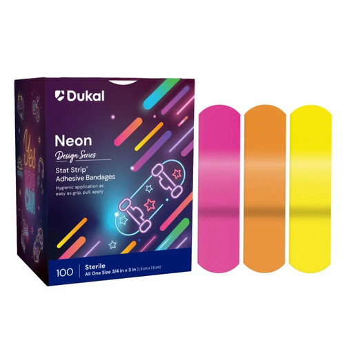 Dukal 3/4" x 3" Neon Assorted Adhesive Bandage (1076413)