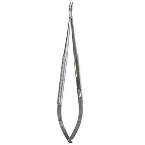 Miltex 0.6mm Curved Microsurgical Needle Holder with Round Handles (17-1025)