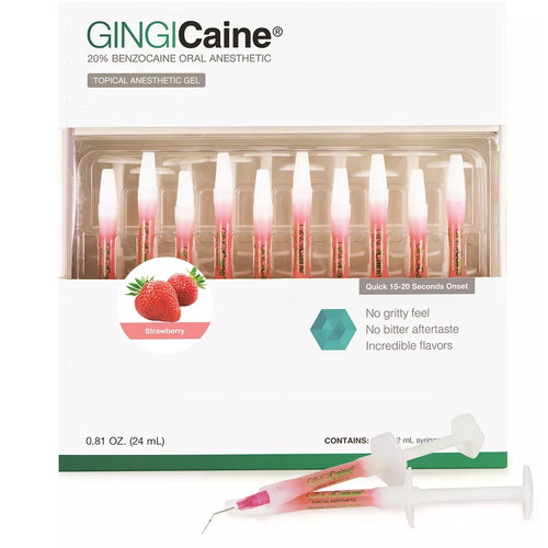 Pacdent GINGICaine Oral Anesthetic Gel Syringe Kit with Strawberry Flavor (20118S)