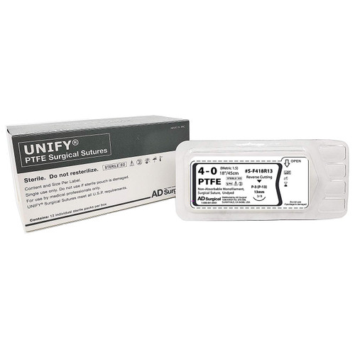 AD Surgical 4-0 x 18" Unify PTFE Sutures with P-3 Needle (S-F418R13)