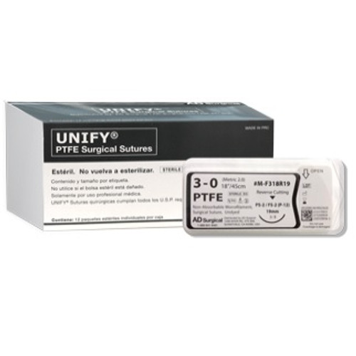 AD Surgical 3-0 x 18" Unify PTFE Sutures with FS-2 Needle (M-F318R19)