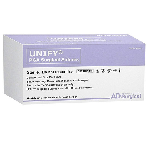 AD Surgical 3-0 x 30" Unify Undyed PGA Braided Suture with RB-1 Needle (M-G330T17-U)