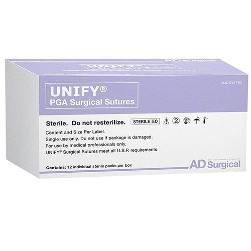 AD Surgical 4-0 x 18" Unify Violet PGA Braided Suture with PS-3 Needle (M-G418R16)